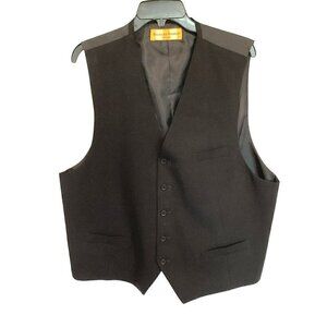 Richard Harris Men's Formal V-neck Vest Black Sz Large Wedding DJ Event Belted